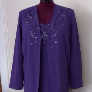 Purple beaded size 14 dress and jacket